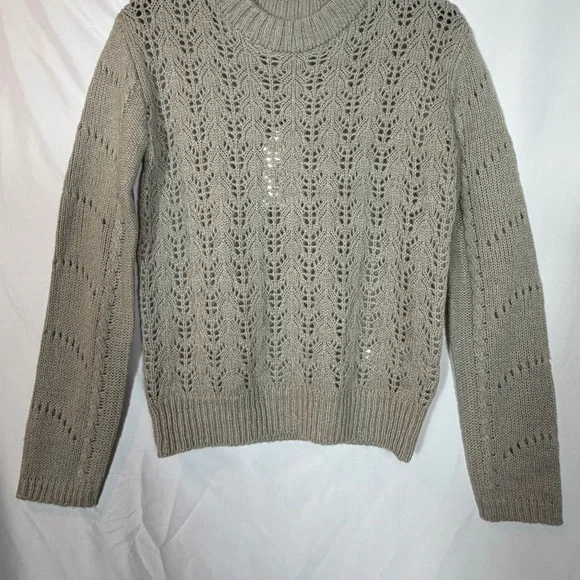 REVOLVE English Factory Eyelet Fuzzy Wool Knit Sweater. Gray. Size Small NWT - Picture 7 of 16